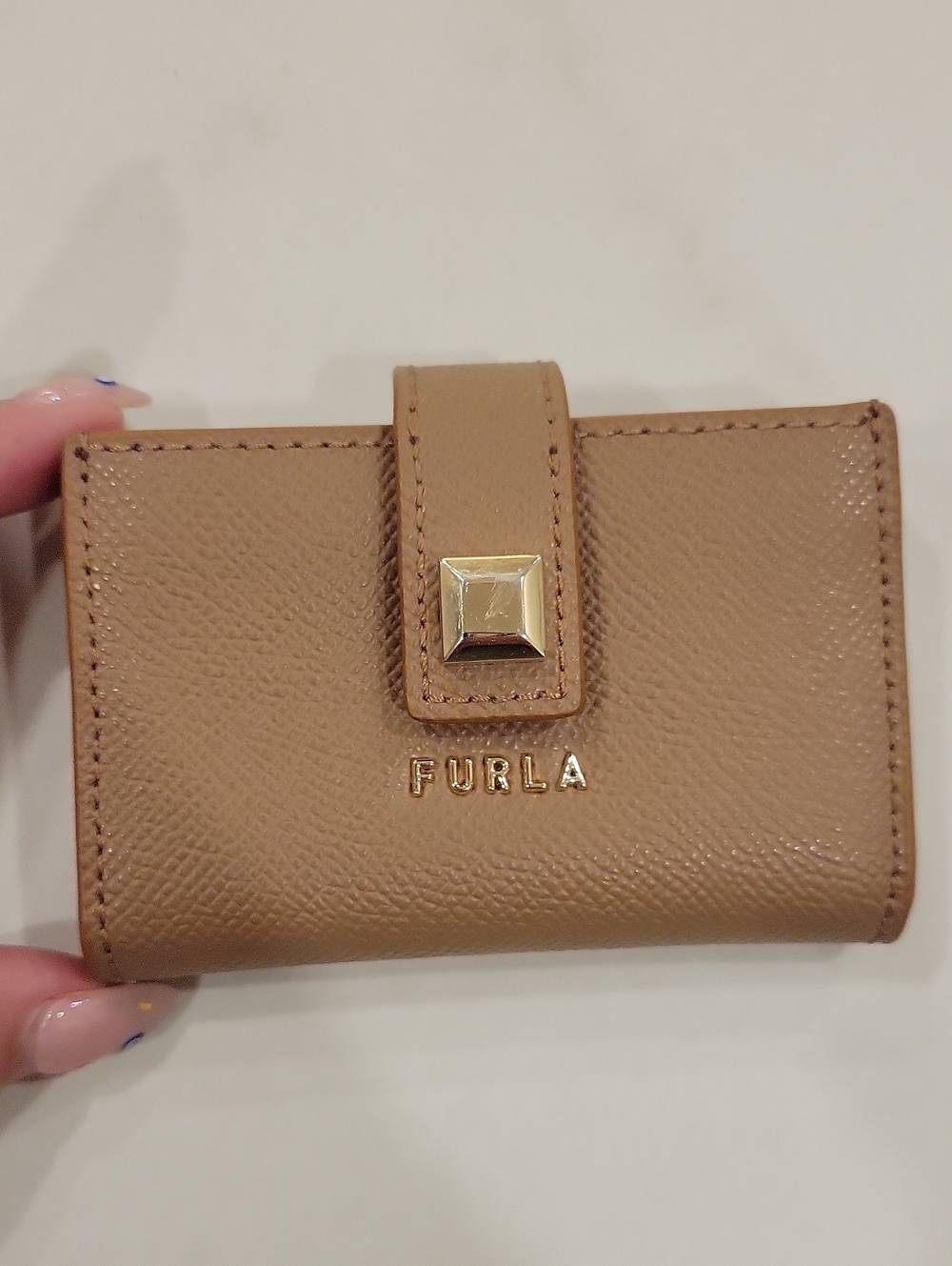 Furla Tan Leather Snap card Wallet